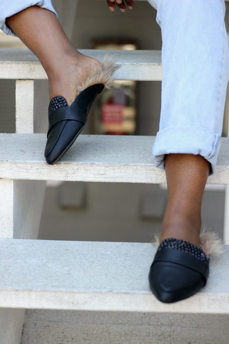 Faux Fur Leather Mules | The Daily Seyi