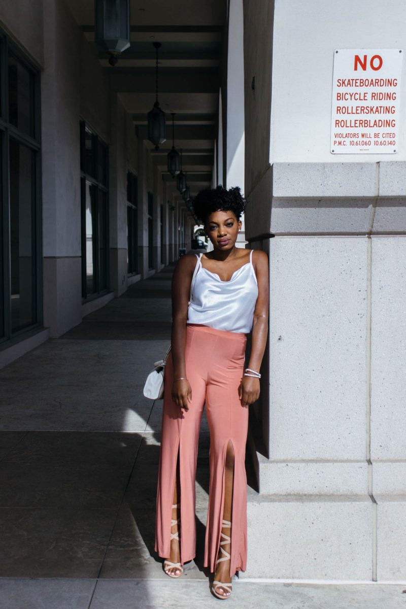 Slit Pants + Satin Cami